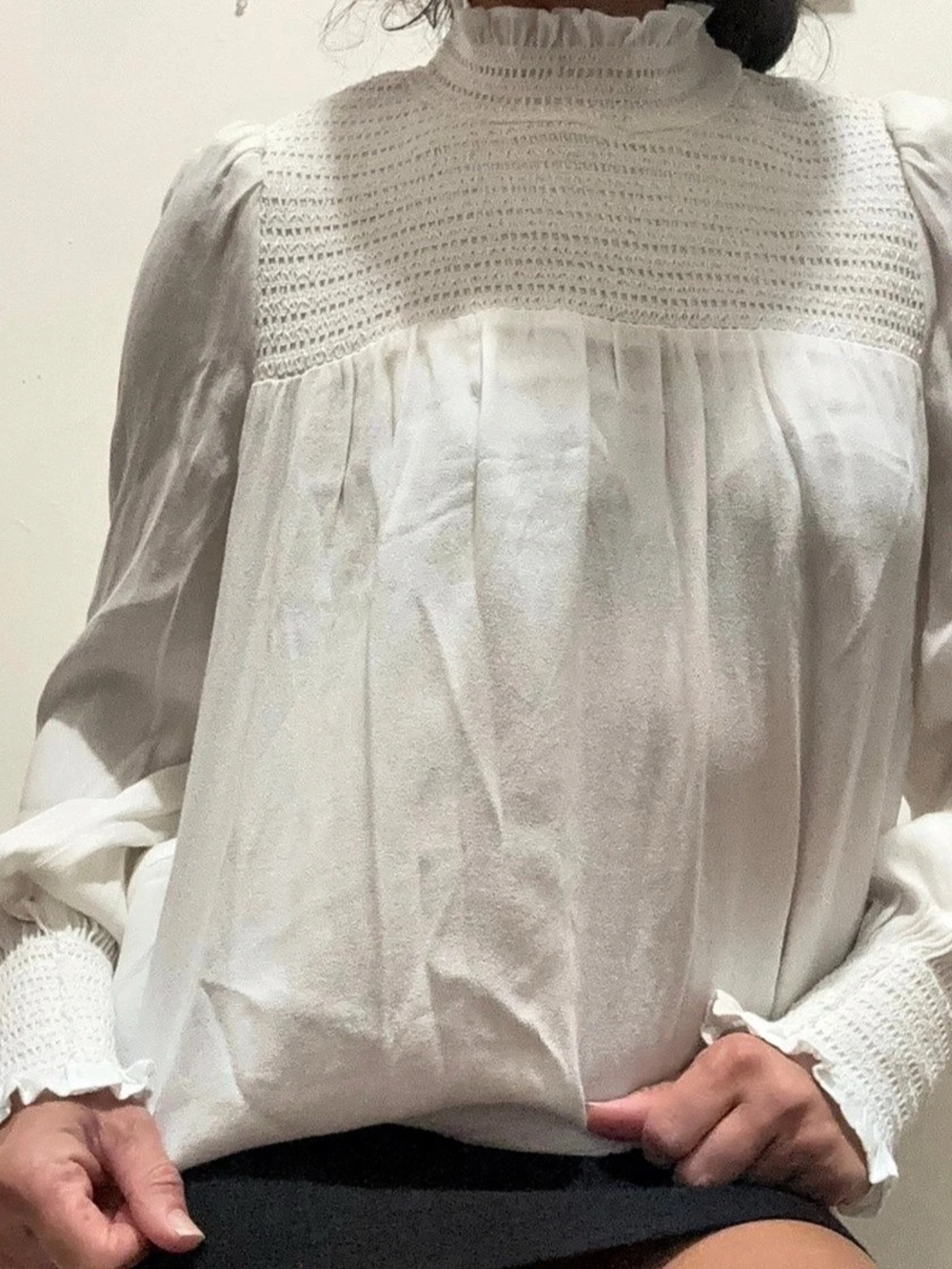 Wilfred Nessie Smocked Yoke Blouse in White XS NWT